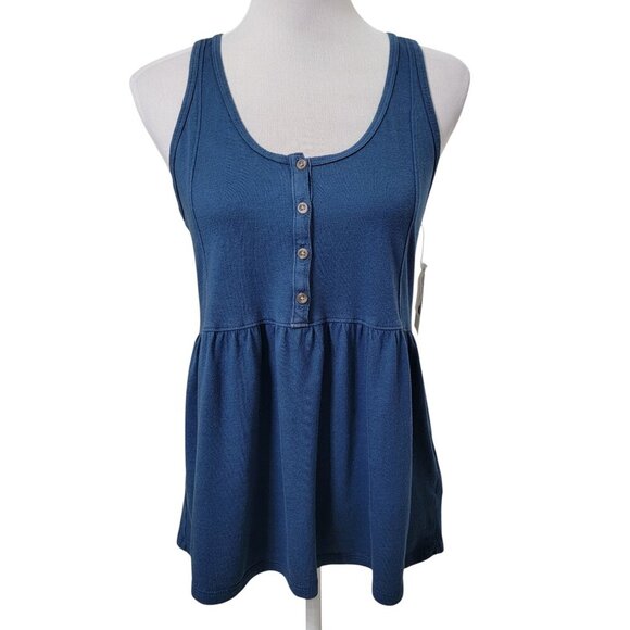 Sonoma Goods Size S Washed Blue Button Yoke Babydoll Tank, NEW with Tags - Picture 1 of 13
